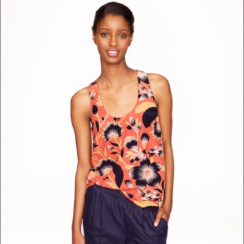 J. Crew Twist Back Top in Hibiscus Floral Size 8